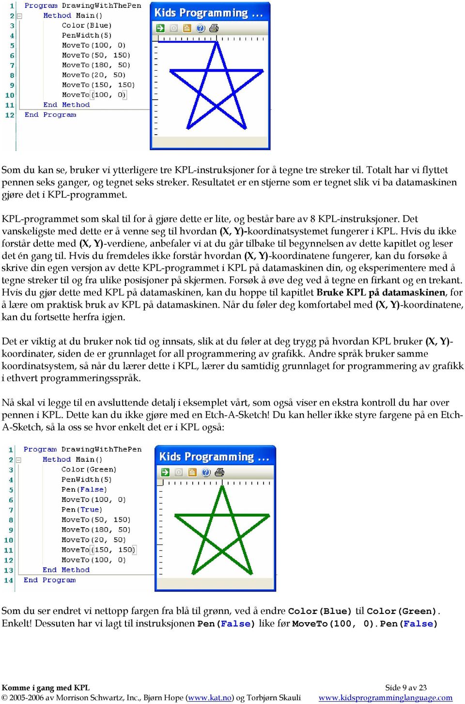 Det vanskeligste med dette er å venne seg til hvordan (X, Y)-koordinatsystemet fungerer i KPL.