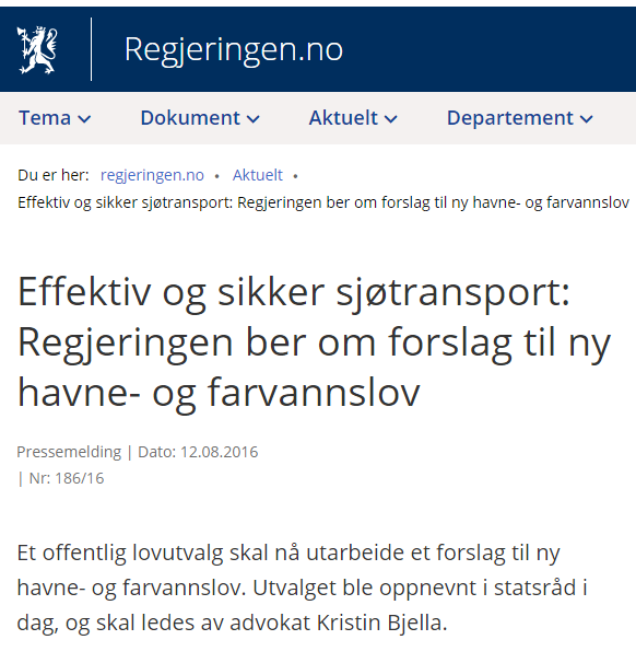 Bellona anbefaler innspill til arbeidet med ny havne- og farvannslov Nasjonal handlingsplan for utbygging av landstrøm.