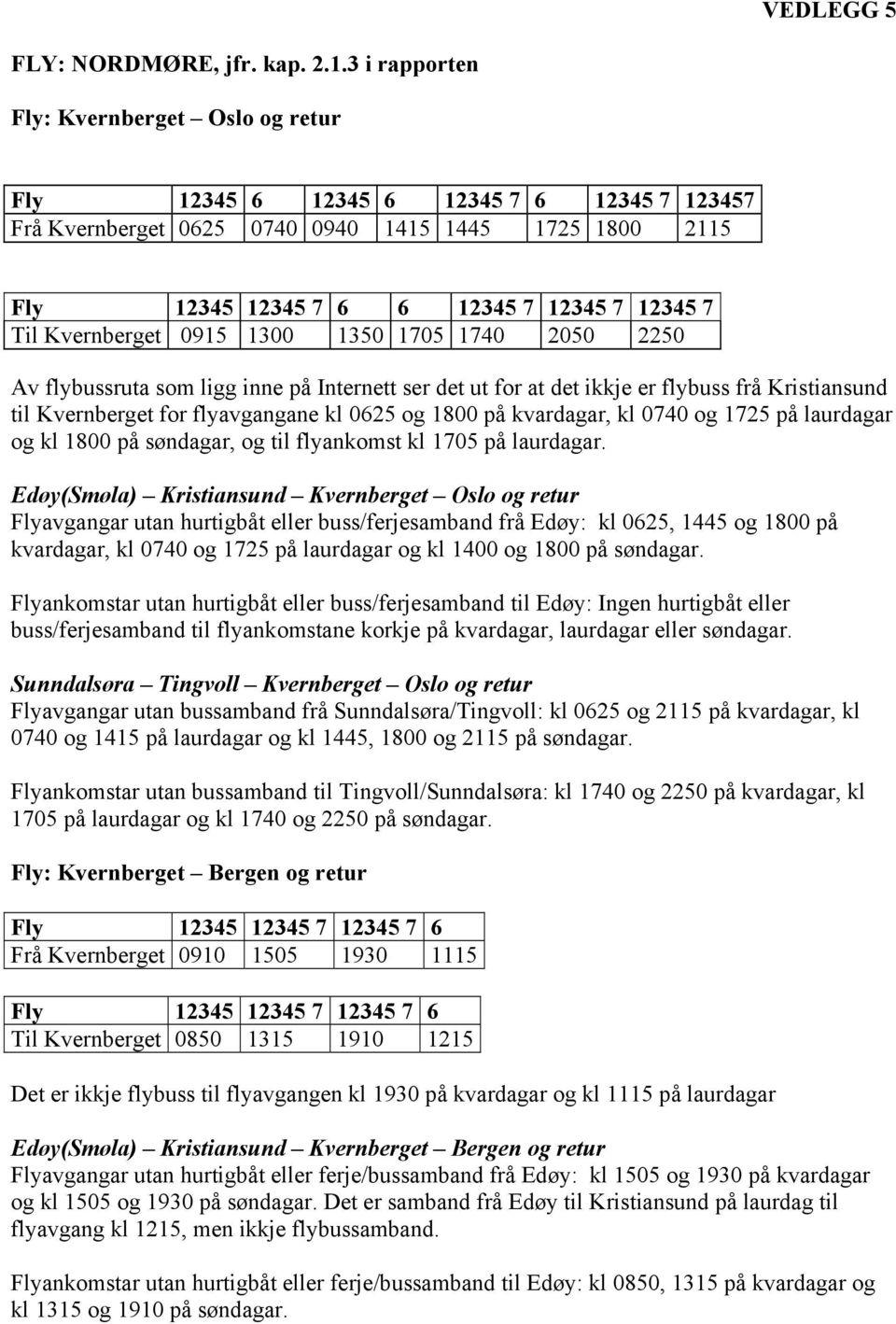 Kvernberget 0915 1300 1350 1705 1740 2050 2250 Av flybussruta som ligg inne på Internett ser det ut for at det ikkje er flybuss frå Kristiansund til Kvernberget for flyavgangane kl 0625 og 1800 på