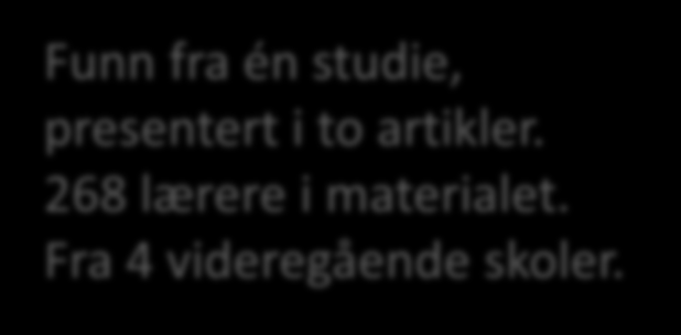 Undervisningsvurdering Når elever vurderer undervisning anonymt: læreres opplevde nytte av vurderingen læreres opplevd nytte av oppfølgingssamtale stress relatert til