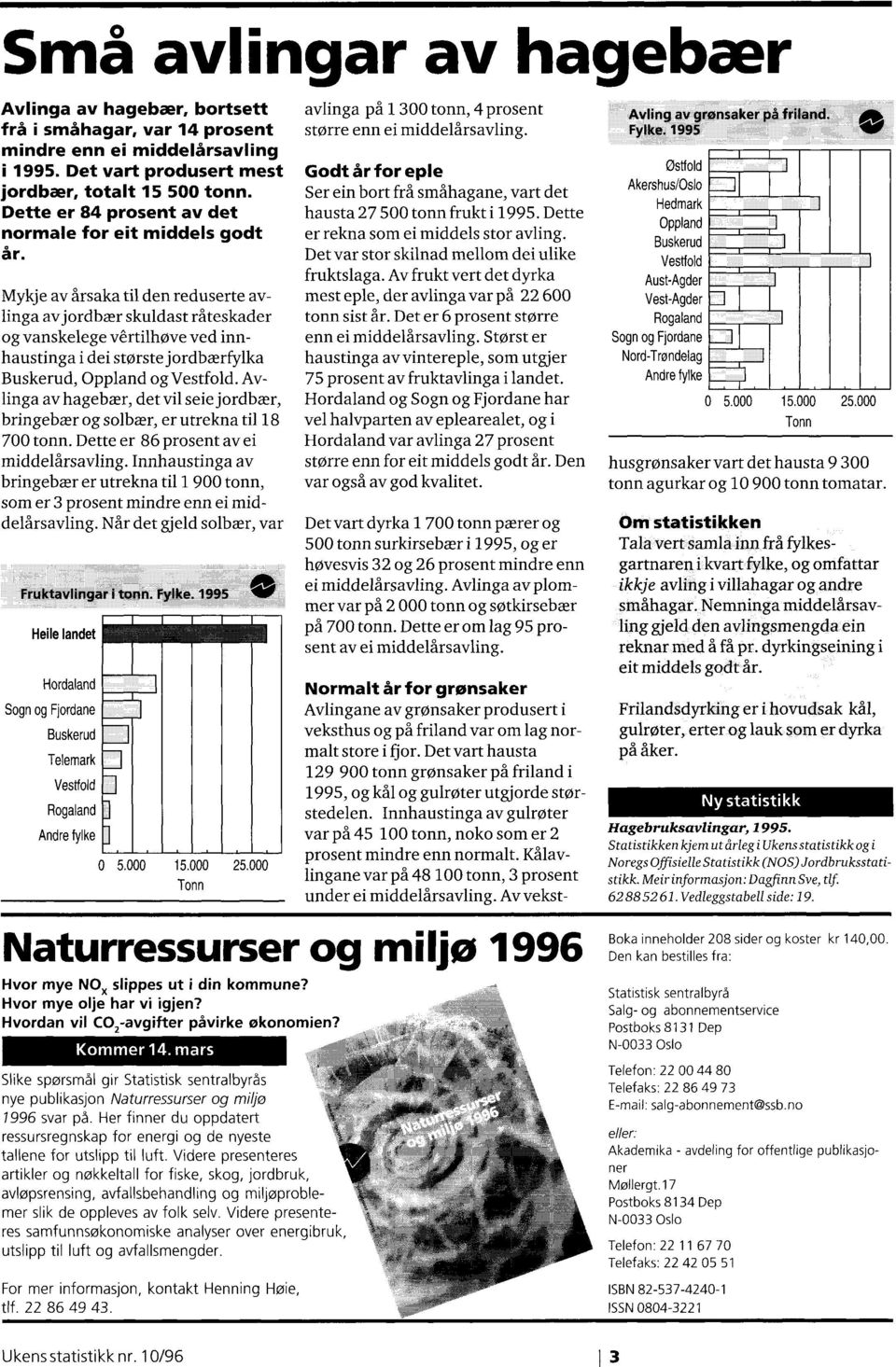 Vestfold Avlinga av hagebær, det vil seie jordbær, bringebær og solbær, er utrekna til 18 700 tonn Dette er 86 prosent av ei middelårsavling Innhaustinga av bringebær er utrekna til 1 900 tonn, som