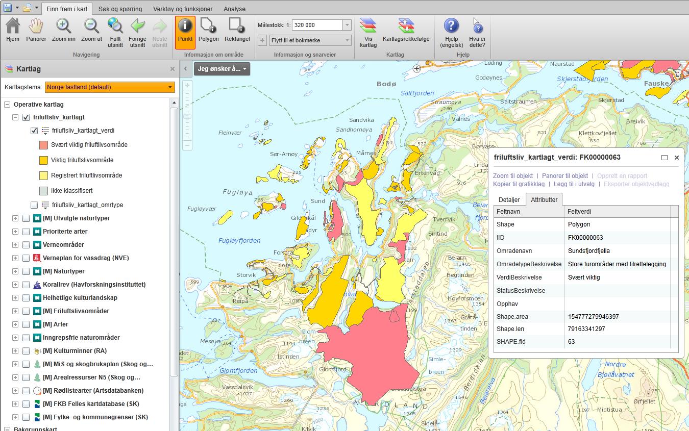 Kartlagte og verdsatte friluftslivsområder Områder kartlagt og verdsatt etter metodikk i veileder M98-2013 fra Miljødirektoratet