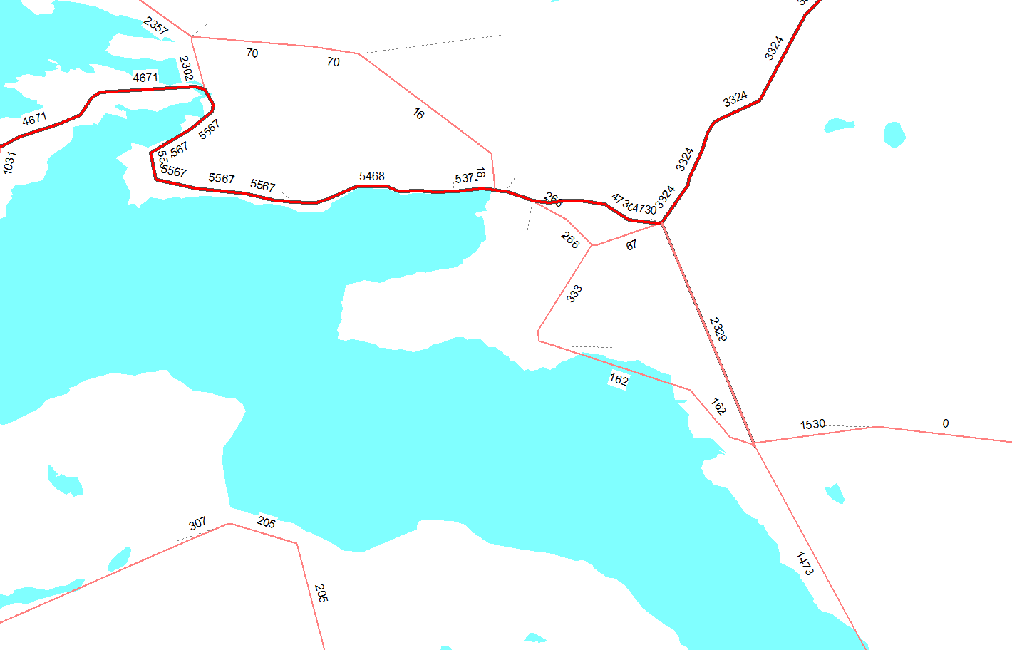 Figur 3 - Plott over beregnet biltrafikk alternativ B1 2022, RTM Midt.