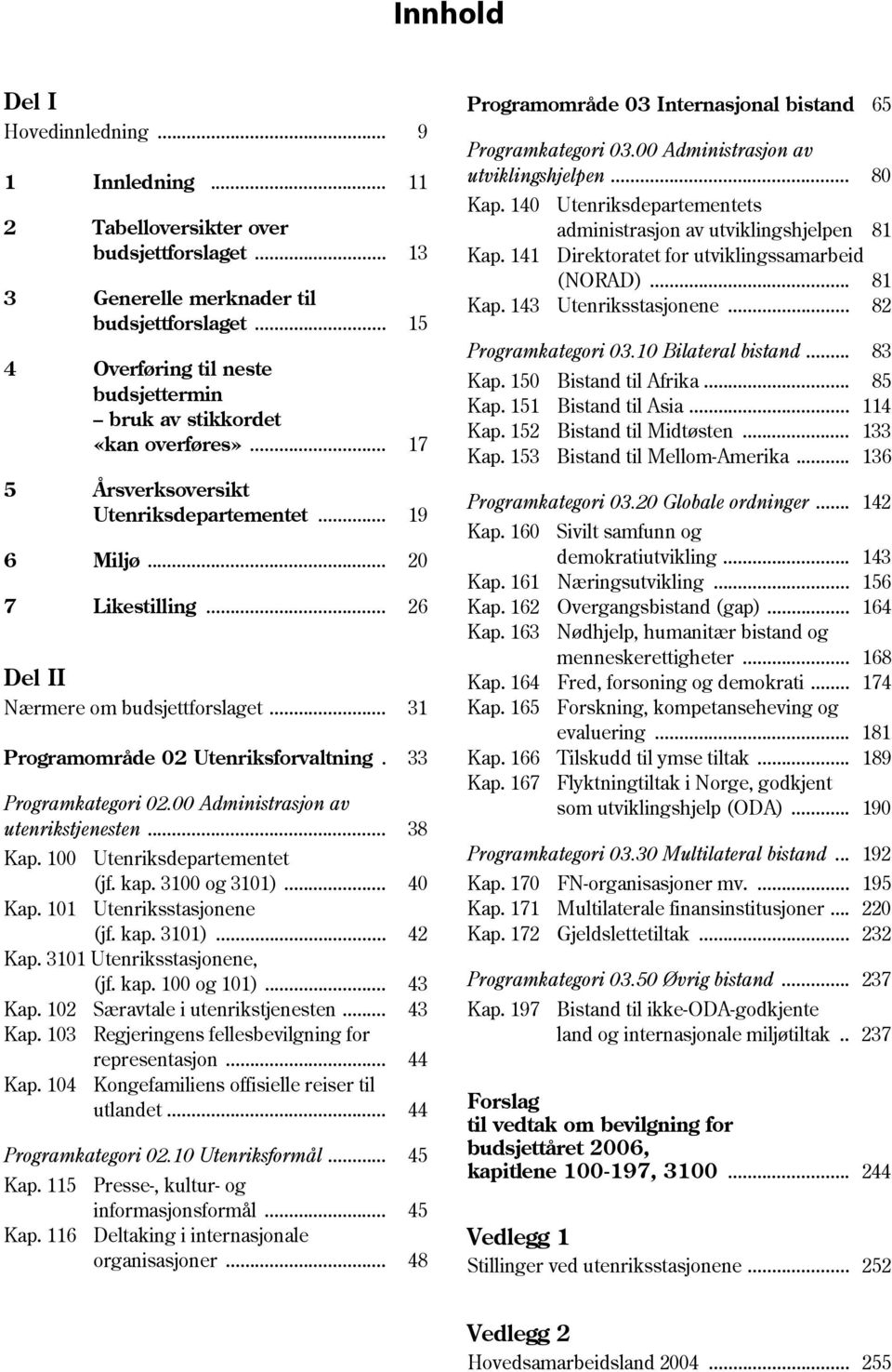 .. 31 Programområde 02 Utenriksforvaltning. 33 Programkategori 02.00 Administrasjon av utenrikstjenesten... 38 Kap. 100 (jf. kap. 3100 og 3101)... 40 Kap. 101 Utenriksstasjonene (jf. kap. 3101)... 42 Kap.