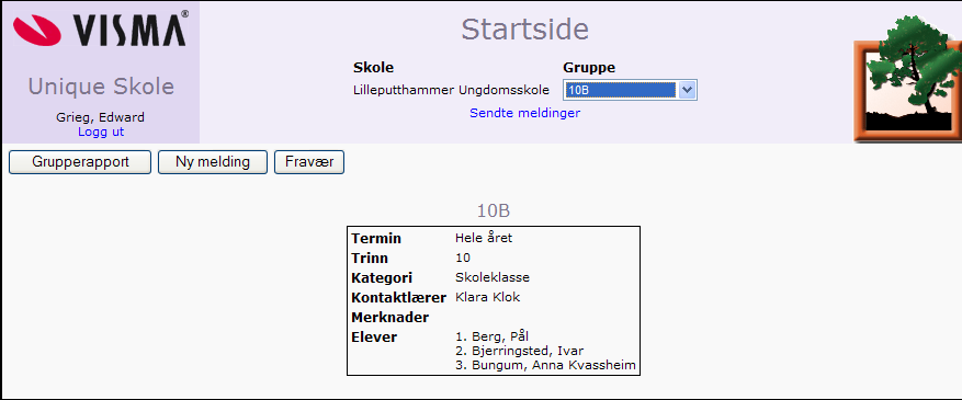 4. Når du har skrevet ut rapporten, velg knappen TILBAKE oppe til venstre for å komme tilbake til startsiden.