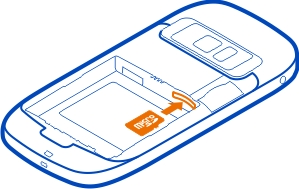 Komme i gang 11 Sette inn et minnekort Bruk bare kompatible microsd-kort som er godkjent av Nokia, sammen med denne enheten.