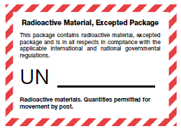 Radioaktivt materiale UN 2908, UN 2909, UN 2910, UN 2911 Bare fra autoriserte avsendere Mengde + innpakning iht det Internasjonale Atomenergibyrået, IAEA, jf
