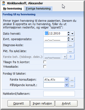 Informasjonen i vindu 3 og 4 kan redigeres så lenge regninga står registrert som innsendt. 10.1 Forberedelser/grunnlag Det er en del viktige momenter som skaper grunnlag for et korrekt HELFO-oppgjør.