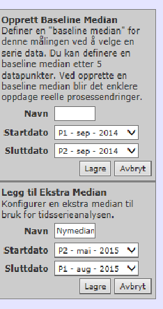 Fastsette ny median Trykk på «Endre» ved «Analysering av diagram» Startdatoen for den nye