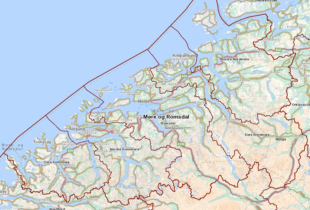 vassregion har 5 vassområder Inndelinga følgjer