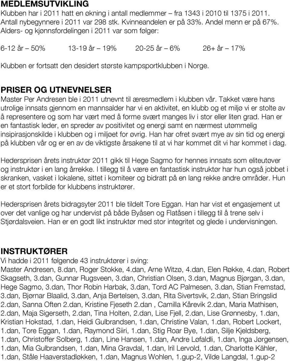 PRISER OG UTNEVNELSER Master Per Andresen ble i 2011 utnevnt til æresmedlem i klubben vår.