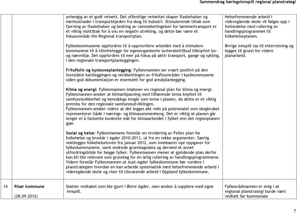 Regional transportplan. Fylkeskommunene oppfordres til å opprioritere arbeidet med å stimulere kommunene til å tilrettelegge for egenorganiserte lavterskeltilbud tilknyttet boog nærmiljø.