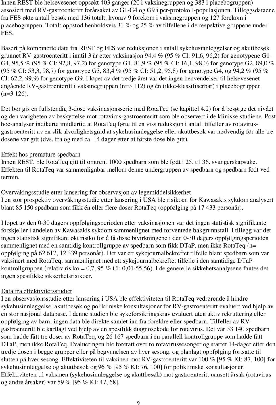 Totalt oppstod henholdsvis 31 % og 25 % av tilfellene i de respektive gruppene under FES.