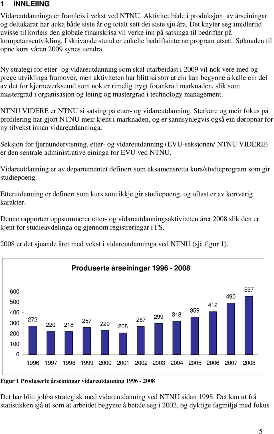 Søknaden til opne kurs våren 2009 synes uendra.