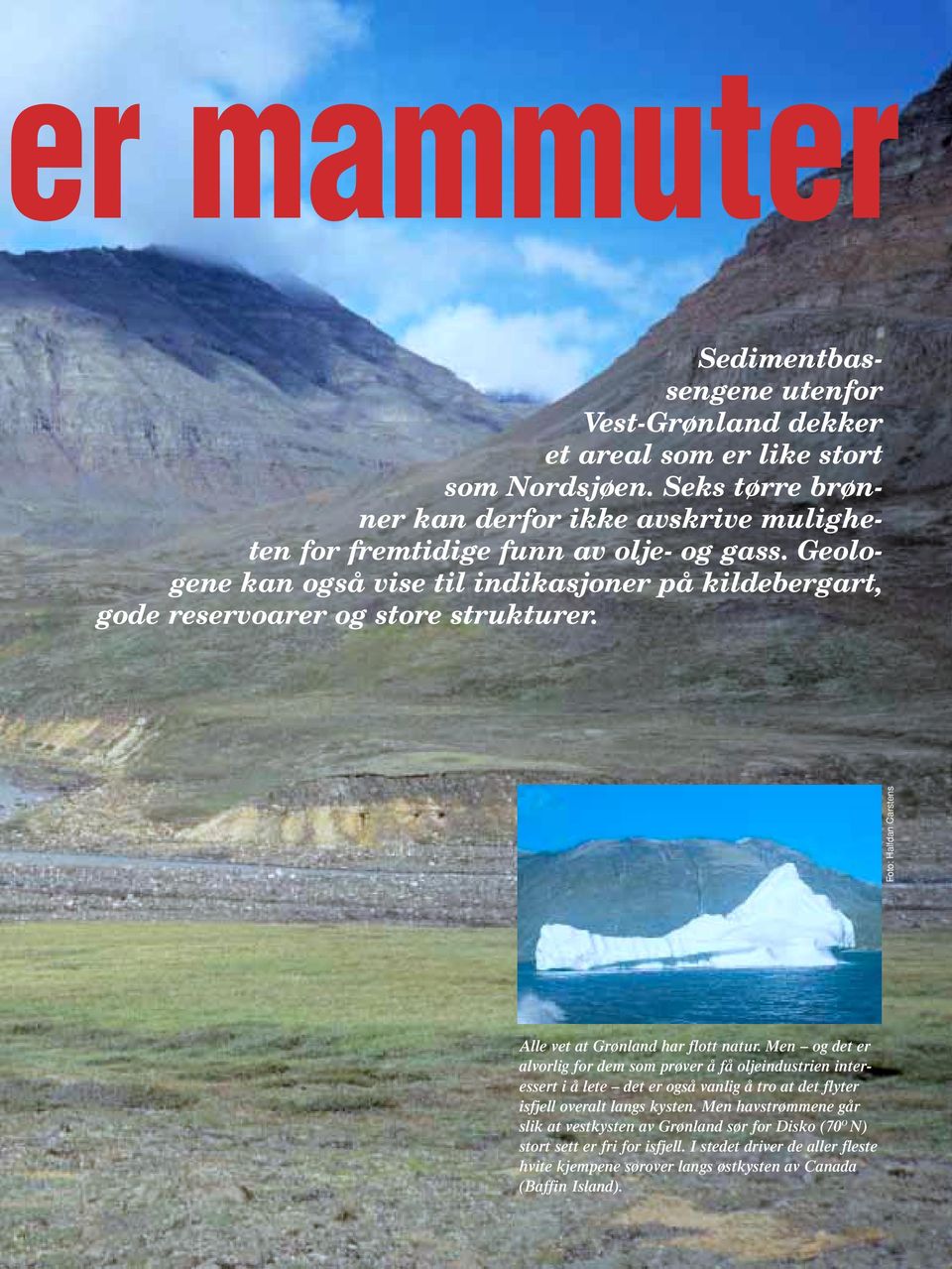 Geologene kan også vise til indikasjoner på kildebergart, gode reservoarer og store strukturer. Foto: Halfdan Carstens Alle vet at Grønland har flott natur.