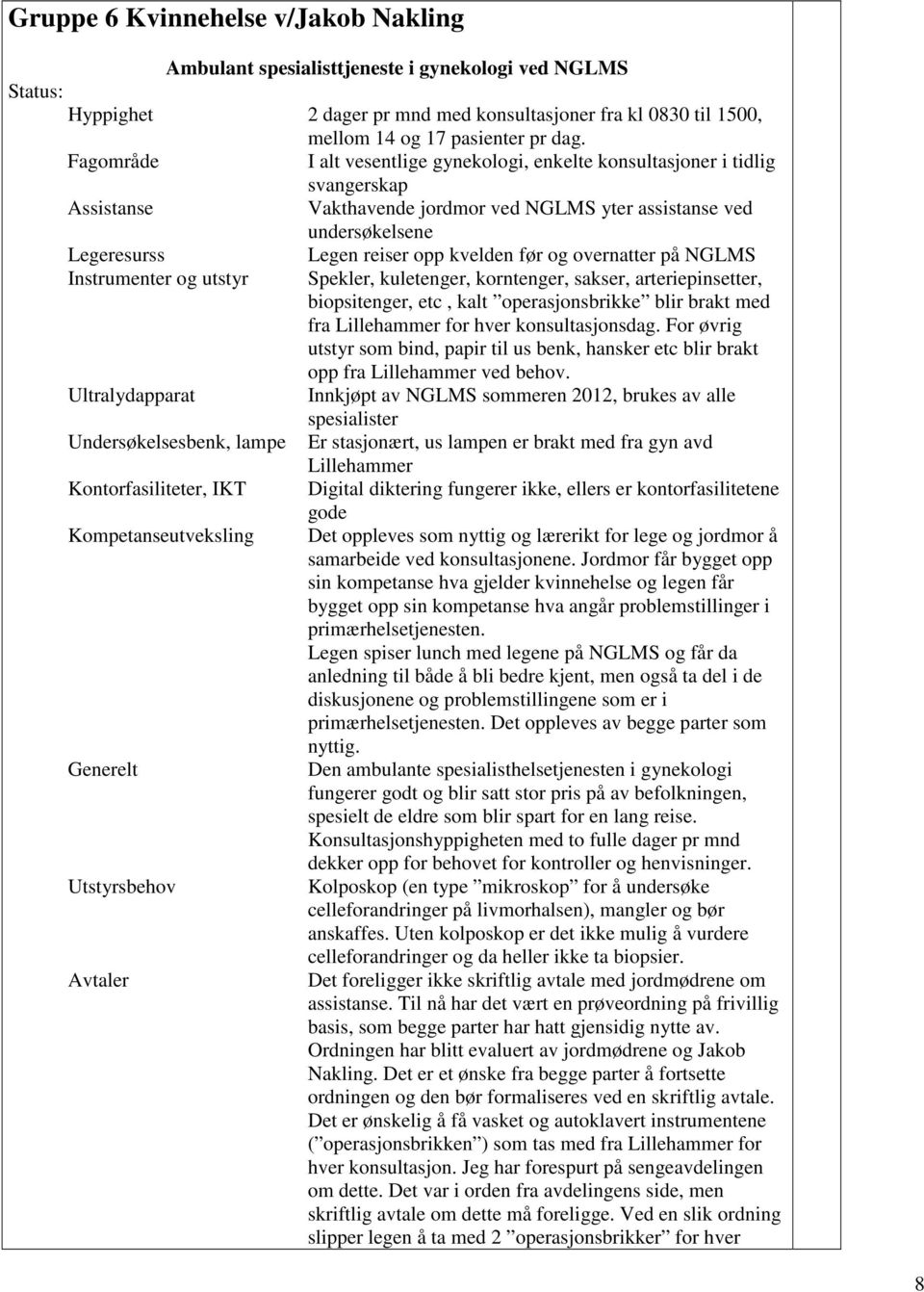 og overnatter på NGLMS Instrumenter og utstyr Spekler, kuletenger, korntenger, sakser, arteriepinsetter, biopsitenger, etc, kalt operasjonsbrikke blir brakt med fra Lillehammer for hver