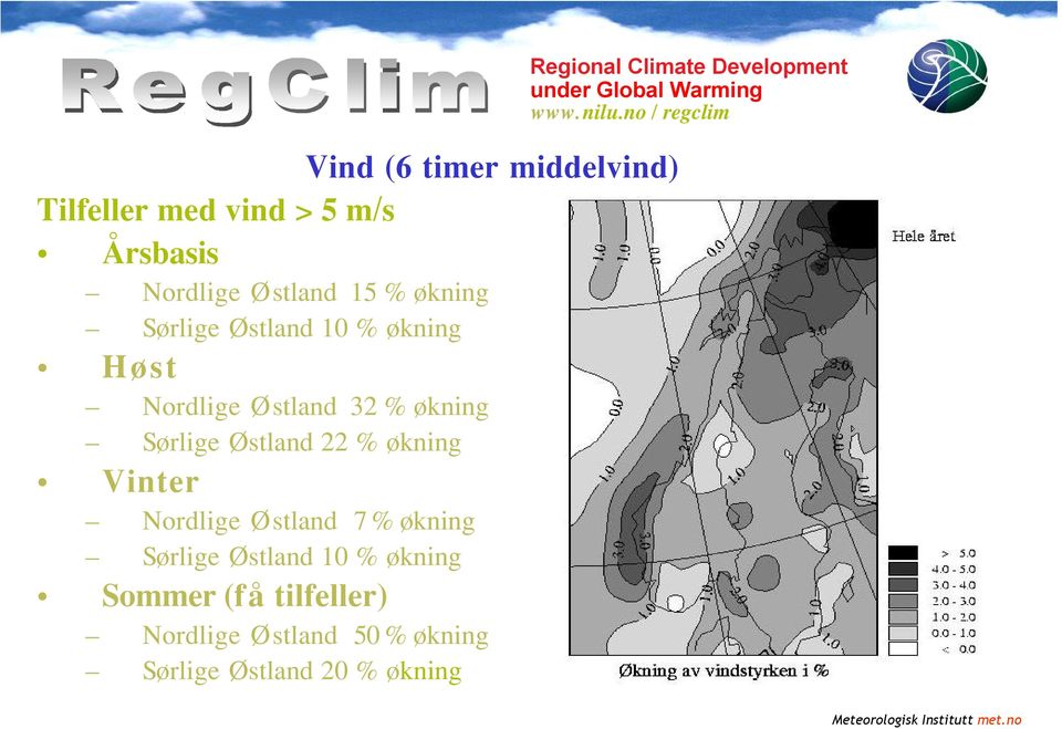 økning Sørlige Østland 10 % økning Sommer (få tilfeller) Nordlige Østland 50 % økning Sørlige Østland 20 %