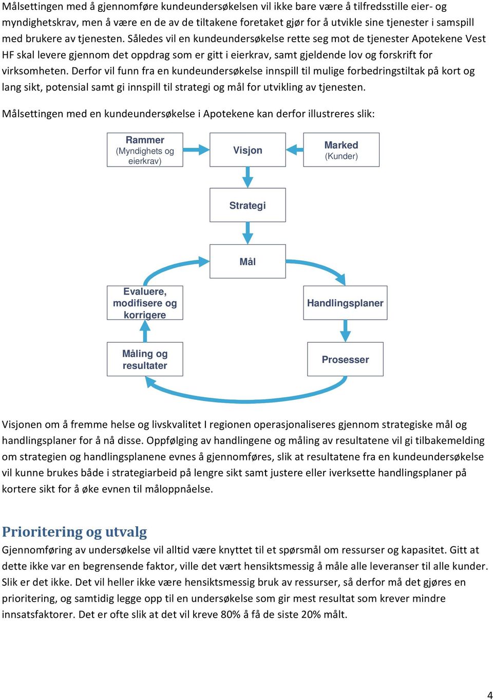 Således vil en kundeundersøkelse rette seg mot de tjenester Apotekene Vest HF skal levere gjennom det oppdrag som er gitt i eierkrav, samt gjeldende lov og forskrift for virksomheten.