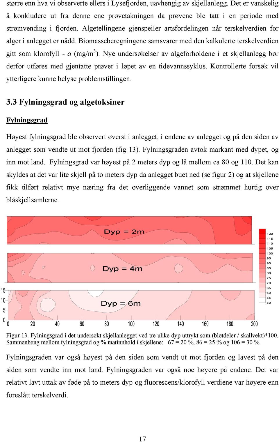 Nye undersøkelser av algeforholdene i et skjellanlegg bør derfor utføres med gjentatte prøver i løpet av en tidevannssyklus. Kontrollerte forsøk vil ytterligere kunne belyse problemstillingen. 3.