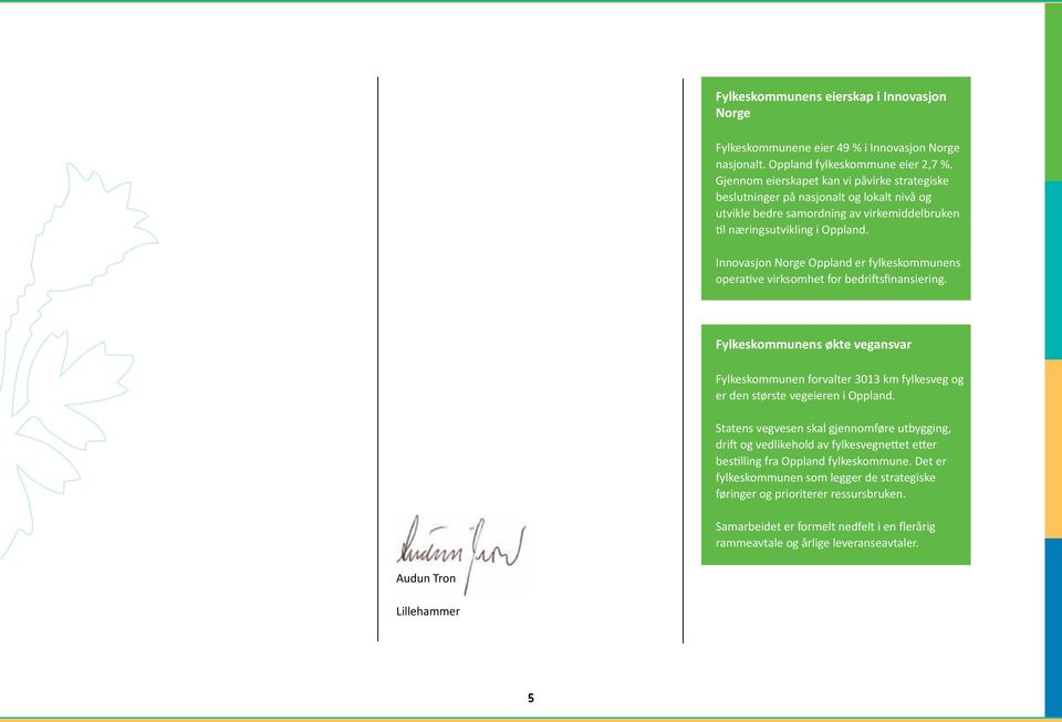 Innovasjon Norge Oppland er fylkeskommunens operative virksomhet for bedriftsfinansiering.