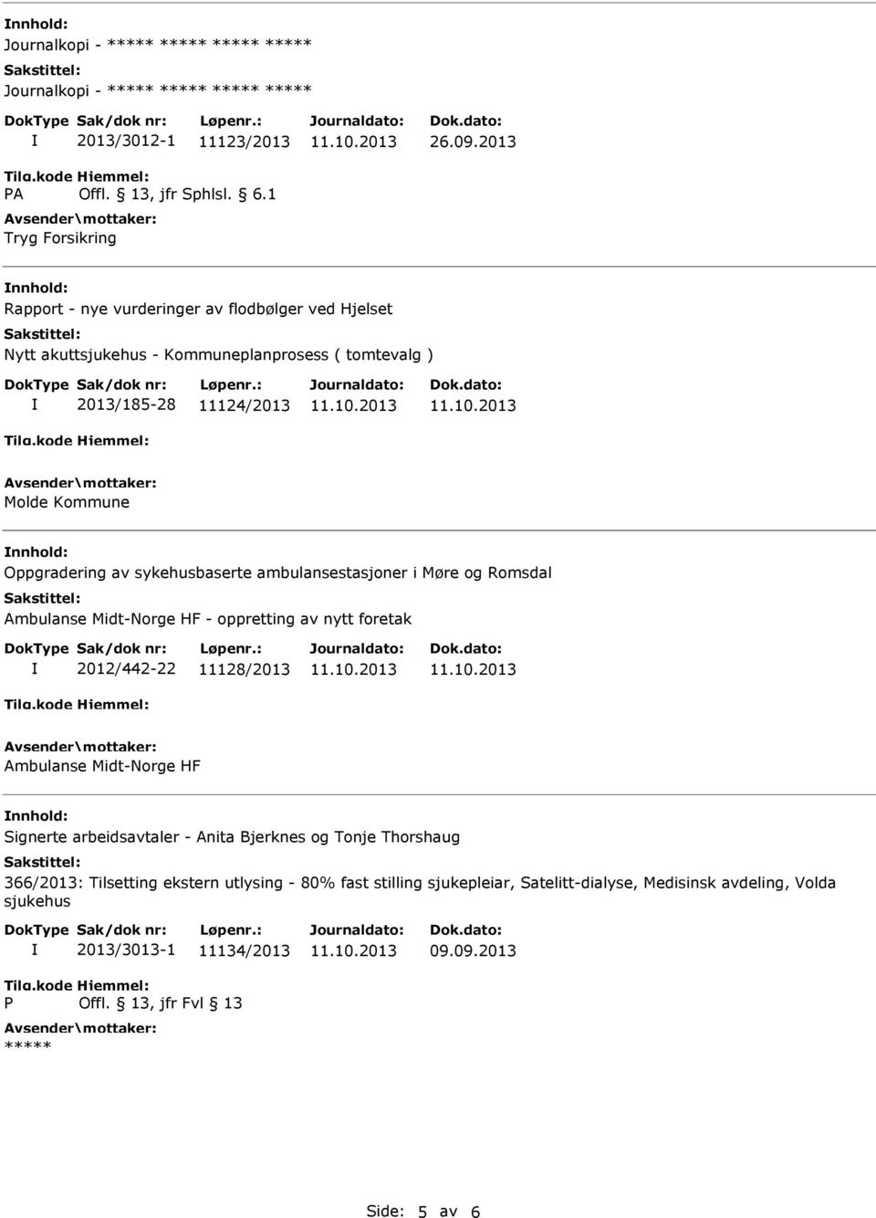 nnhold: Oppgradering av sykehusbaserte ambulansestasjoner i Møre og Romsdal Ambulanse Midt-Norge HF - oppretting av nytt foretak 2012/442-22 11128/2013