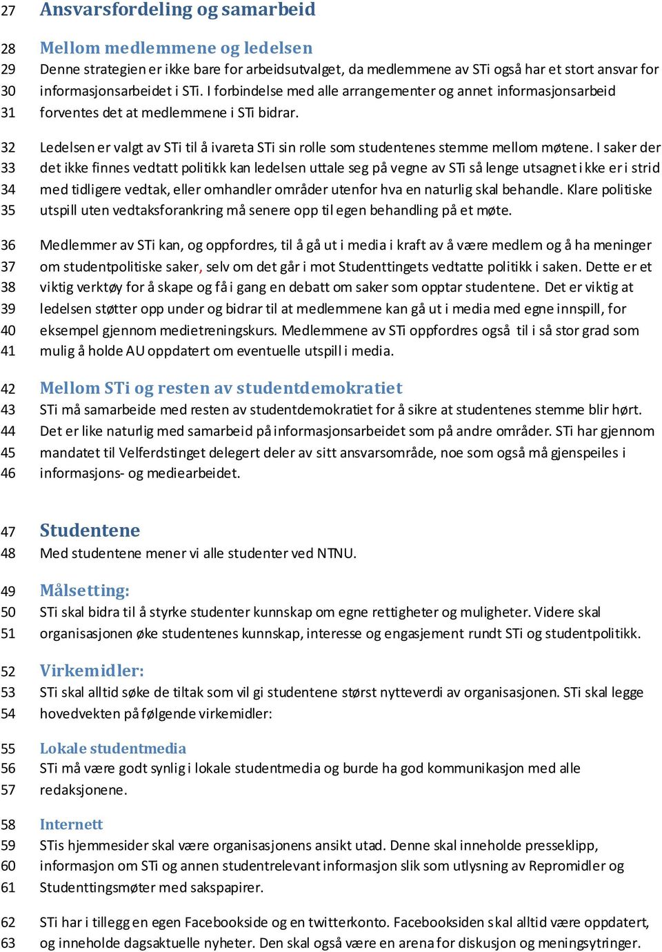 Ledelsen er valgt av STi til å ivareta STi sin rolle som studentenes stemme mellom møtene.