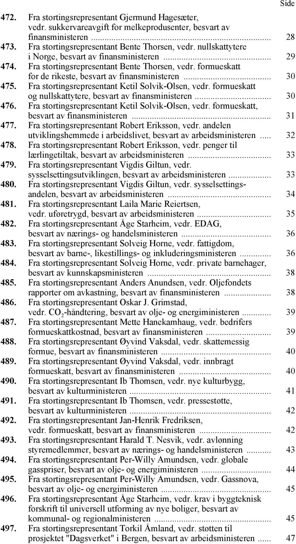 Fra stortingsrepresentant Ketil Solvik-Olsen, vedr. formueskatt og nullskattytere, besvart av finansministeren... 30 476. Fra stortingsrepresentant Ketil Solvik-Olsen, vedr.