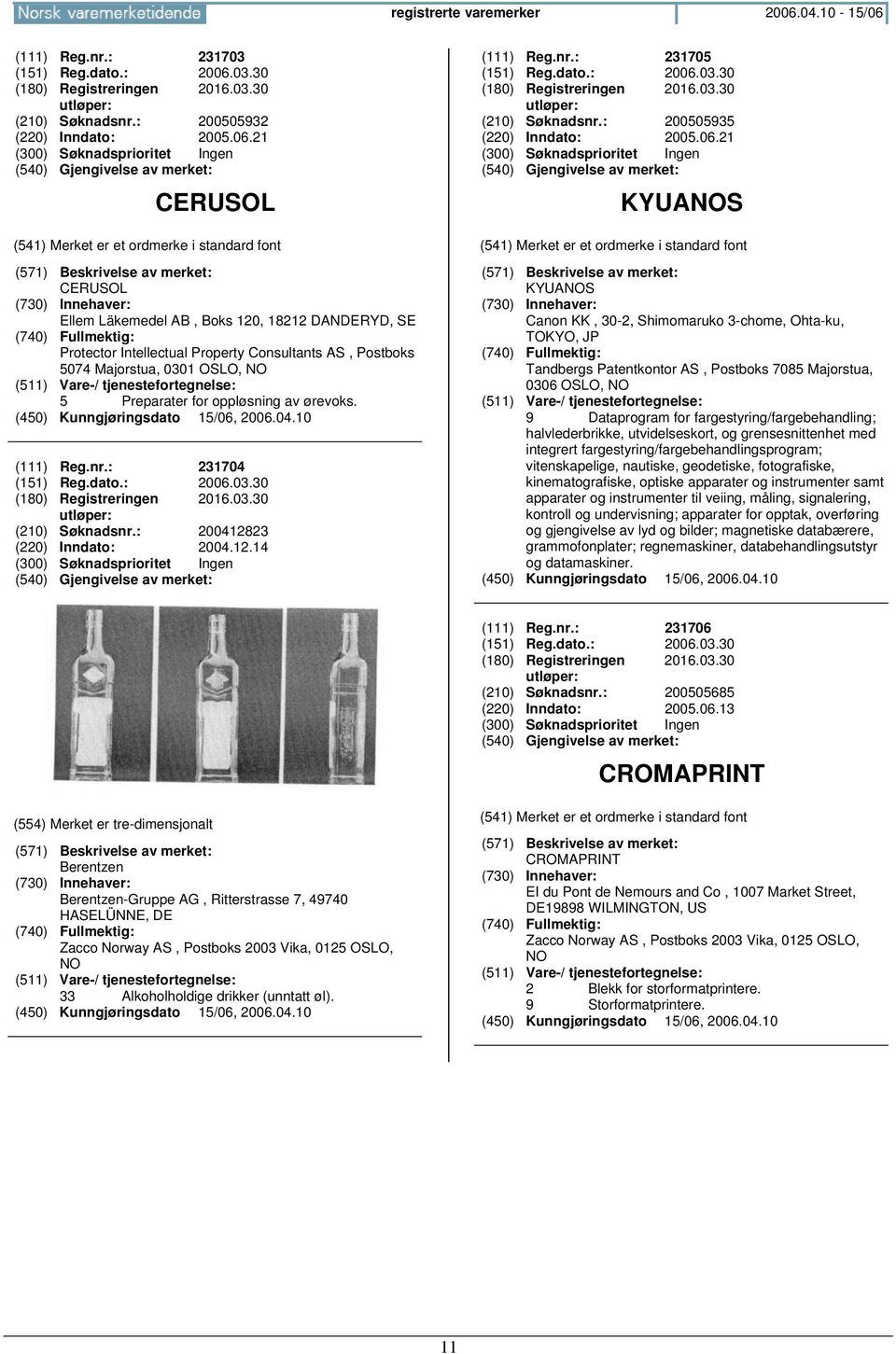 (111) Reg.nr.: 231703 (151) Reg.dato.: 2006.