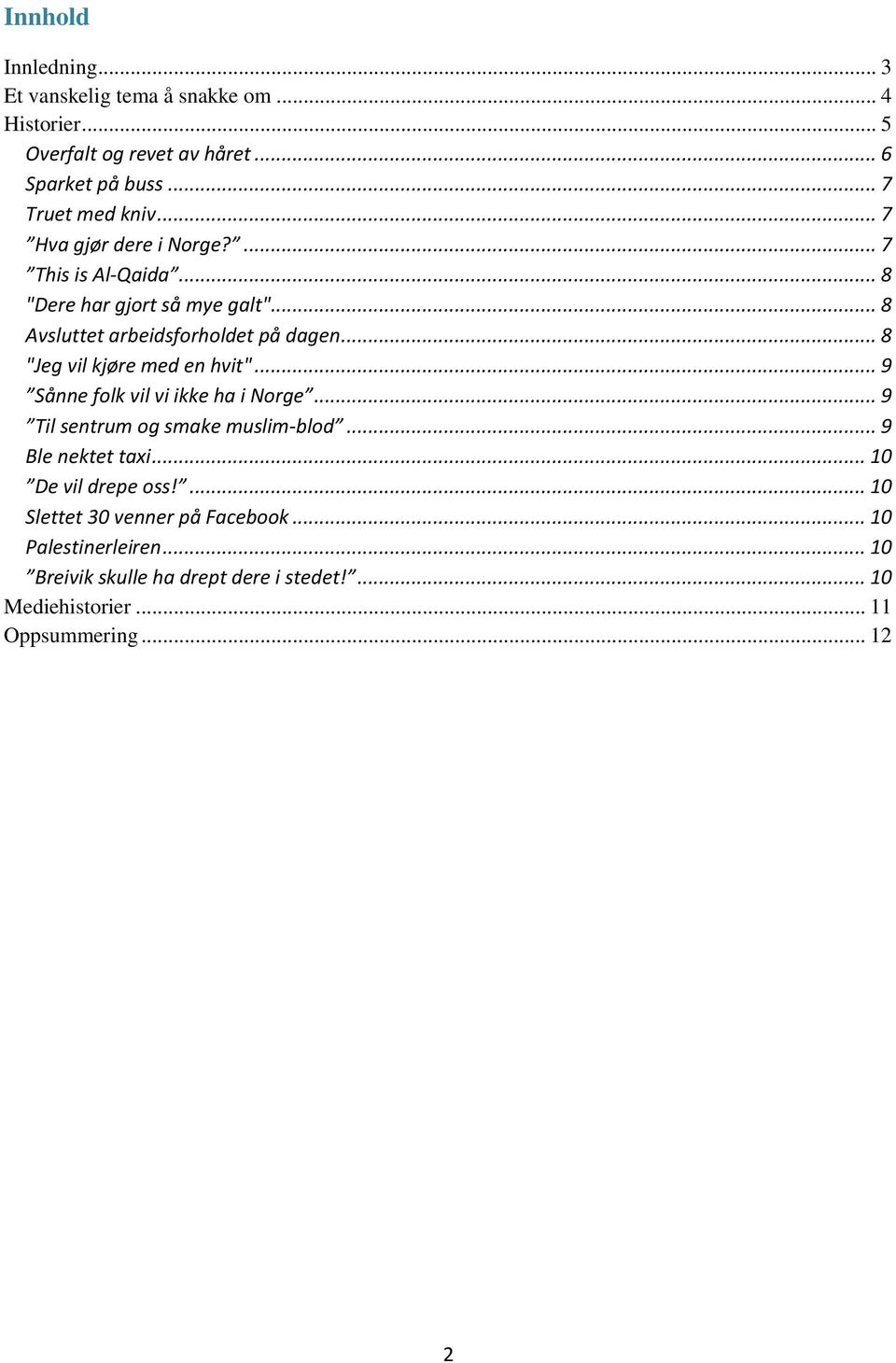 .. 8 "Jeg vil kjøre med en hvit"... 9 Sånne folk vil vi ikke ha i Norge... 9 Til sentrum og smake muslim-blod... 9 Ble nektet taxi.