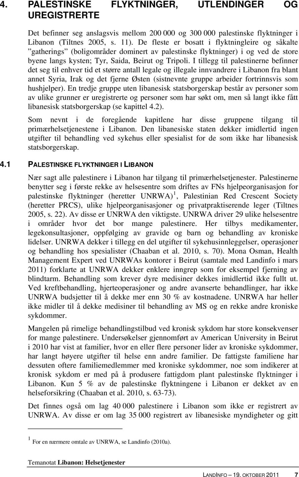 I tillegg til palestinerne befinner det seg til enhver tid et større antall legale og illegale innvandrere i Libanon fra blant annet Syria, Irak og det fjerne Østen (sistnevnte gruppe arbeider