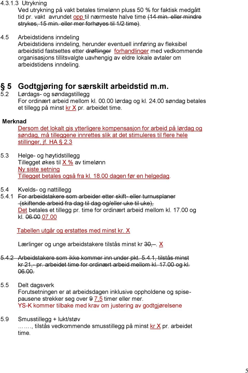 5 Arbeidstidens inndeling Arbeidstidens inndeling, herunder eventuell innføring av fleksibel arbeidstid fastsettes etter drøftinger forhandlinger med vedkommende organisasjons tillitsvalgte uavhengig