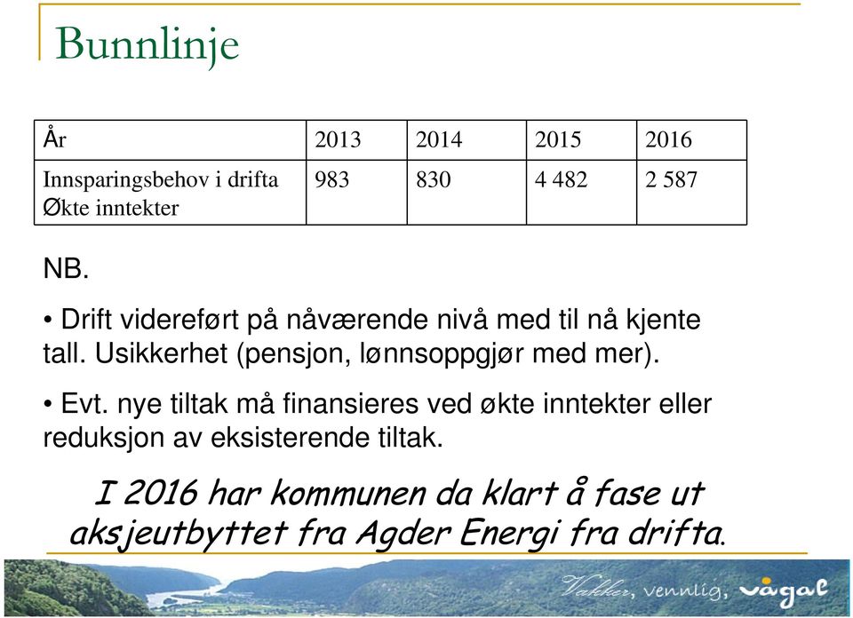 Usikkerhet (pensjon, lønnsoppgjør med mer). Evt.