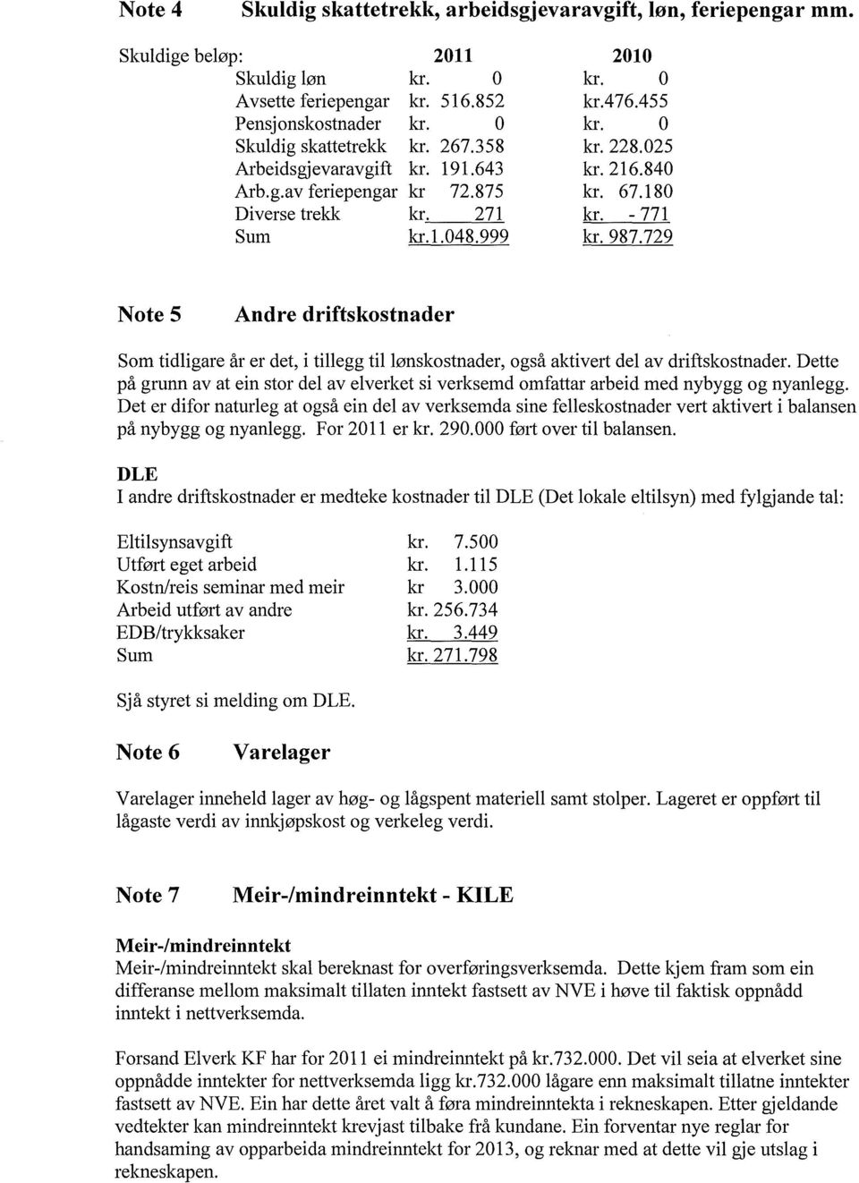 729 Note 5 Andre driftskostnader Som tidligare år er det, i tillegg tillønskostnader, også aktivert del av driftskostnader.