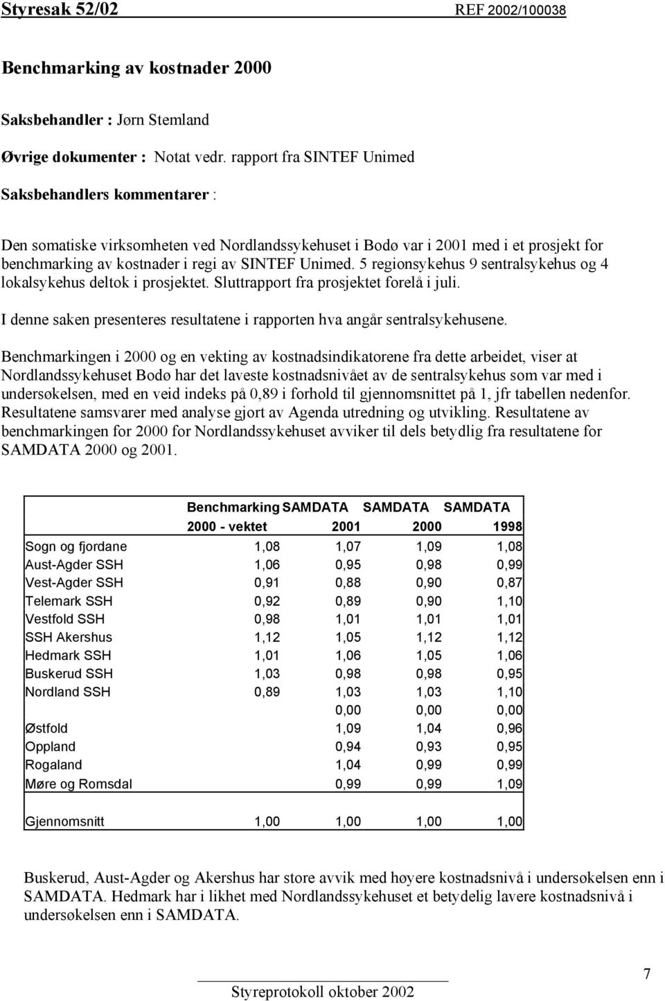 5 regionsykehus 9 sentralsykehus og 4 lokalsykehus deltok i prosjektet. Sluttrapport fra prosjektet forelå i juli. I denne saken presenteres resultatene i rapporten hva angår sentralsykehusene.