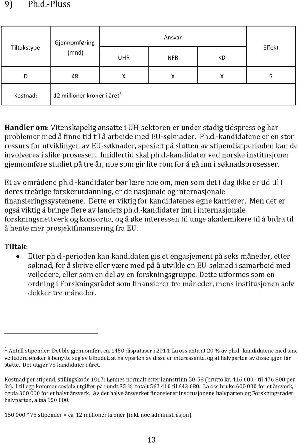 Dette er viktig for kandidatenes egne karrierer. Men det er også viktig å bringe flere av landets ph.d.-kandidater inn i internasjonale forskningsnettverk og konsortia, og å øke interessen til unge akademikere til å bidra til å hente mer prosjektfinansiering fra EU.