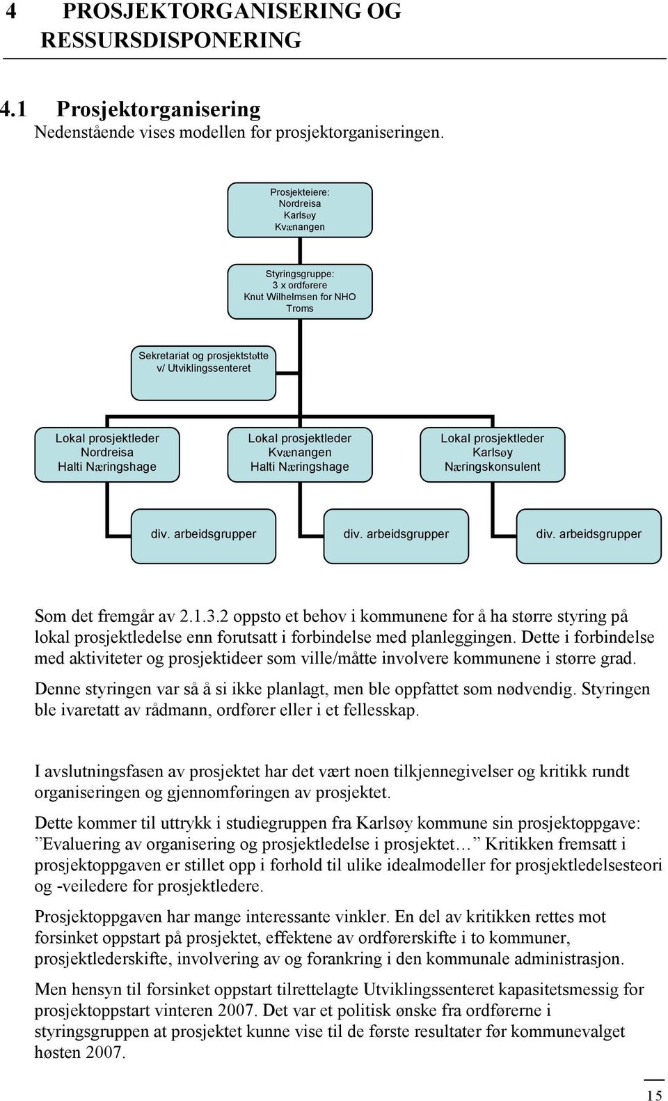 Næringshage Lokal prosjektleder Kvænangen Halti Næringshage Lokal prosjektleder Karlsøy Næringskonsulent div. arbeidsgrupper div. arbeidsgrupper div. arbeidsgrupper Som det fremgår av 2.1.3.