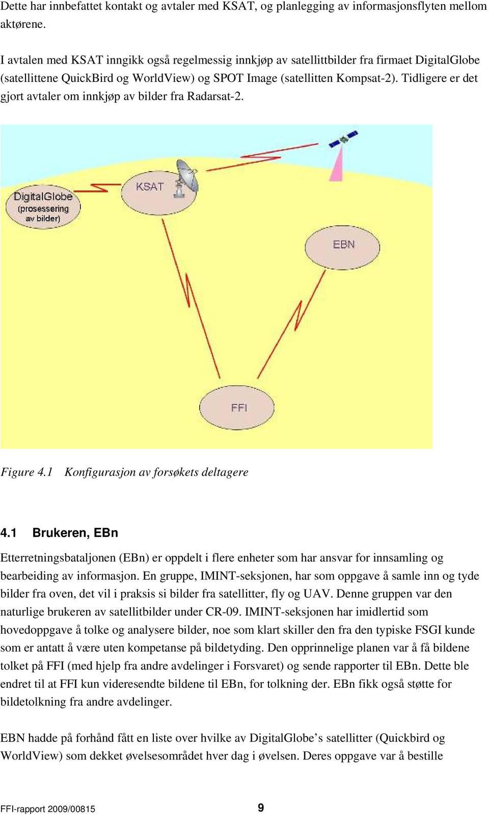 Tidligere er det gjort avtaler om innkjøp av bilder fra Radarsat-2. Figure 4.1 Konfigurasjon av forsøkets deltagere 4.