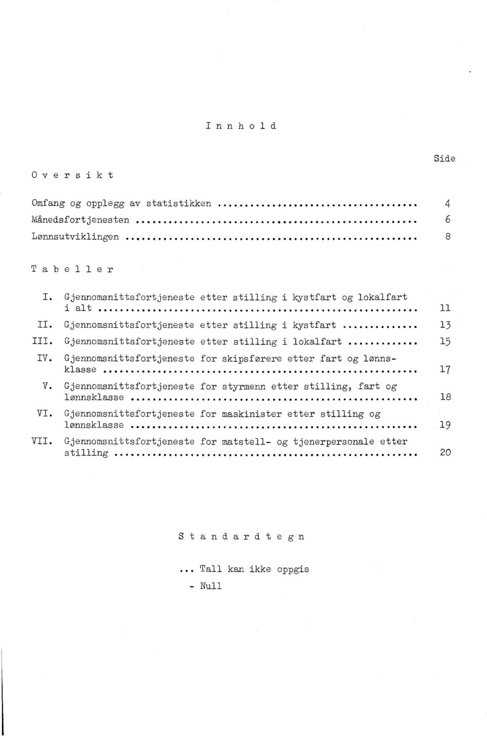 Gjennomsnittsfortjeneste etter stilling i lokalfart 15 IV. Gjennomsnittsfortjeneste for skipsførere etter fart og lonnsklasse... 17 V.