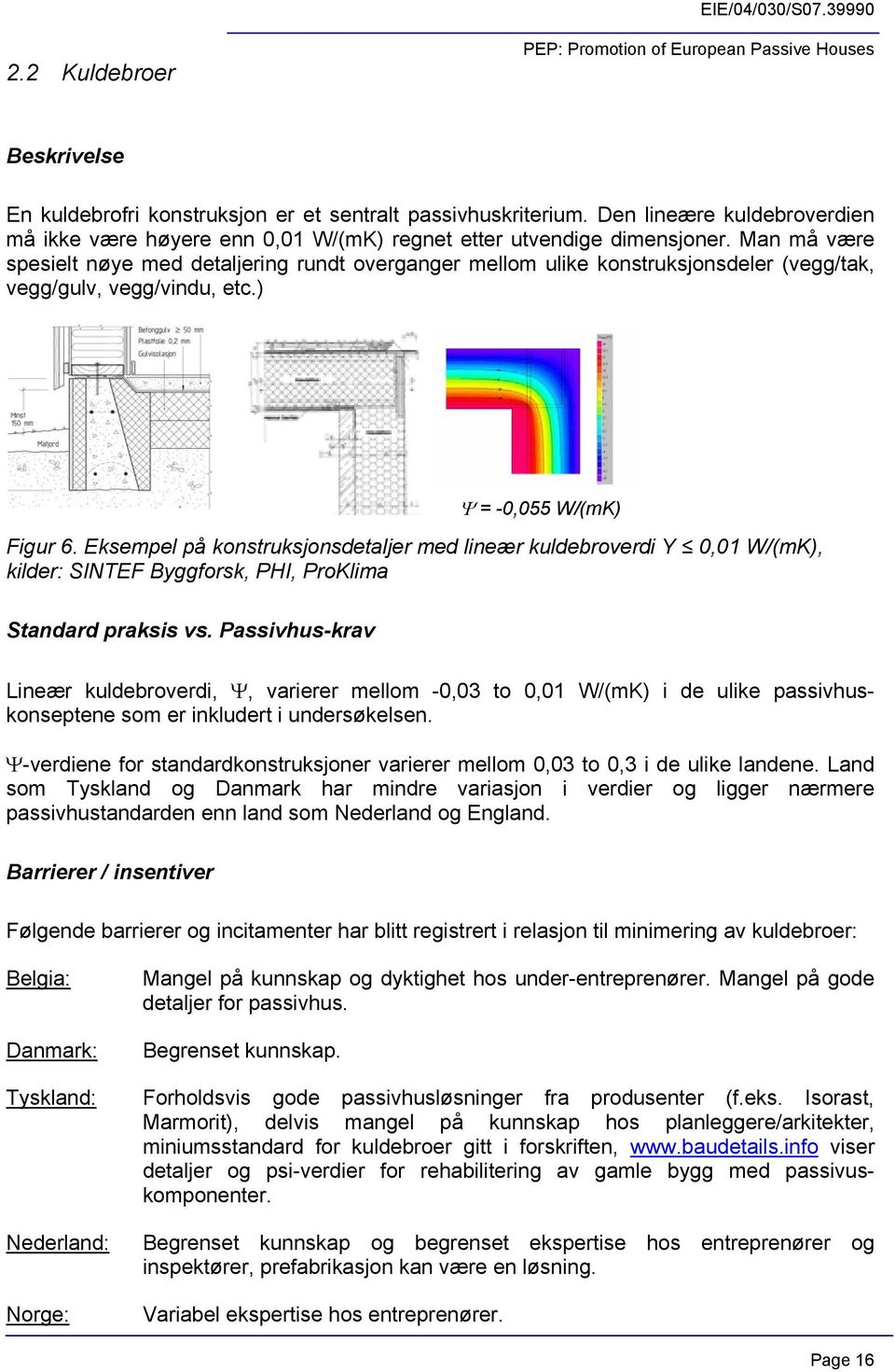 Eksempel på konstruksjonsdetaljer med lineær kuldebroverdi Y 0,01 W/(mK), kilder: SINTEF Byggforsk, PHI, ProKlima Standard praksis vs.