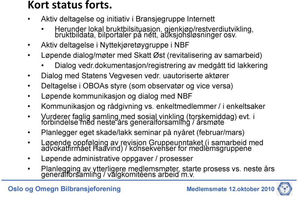 dokumentasjon/registrering av medgått tid lakkering Dialog med Statens Vegvesen vedr.