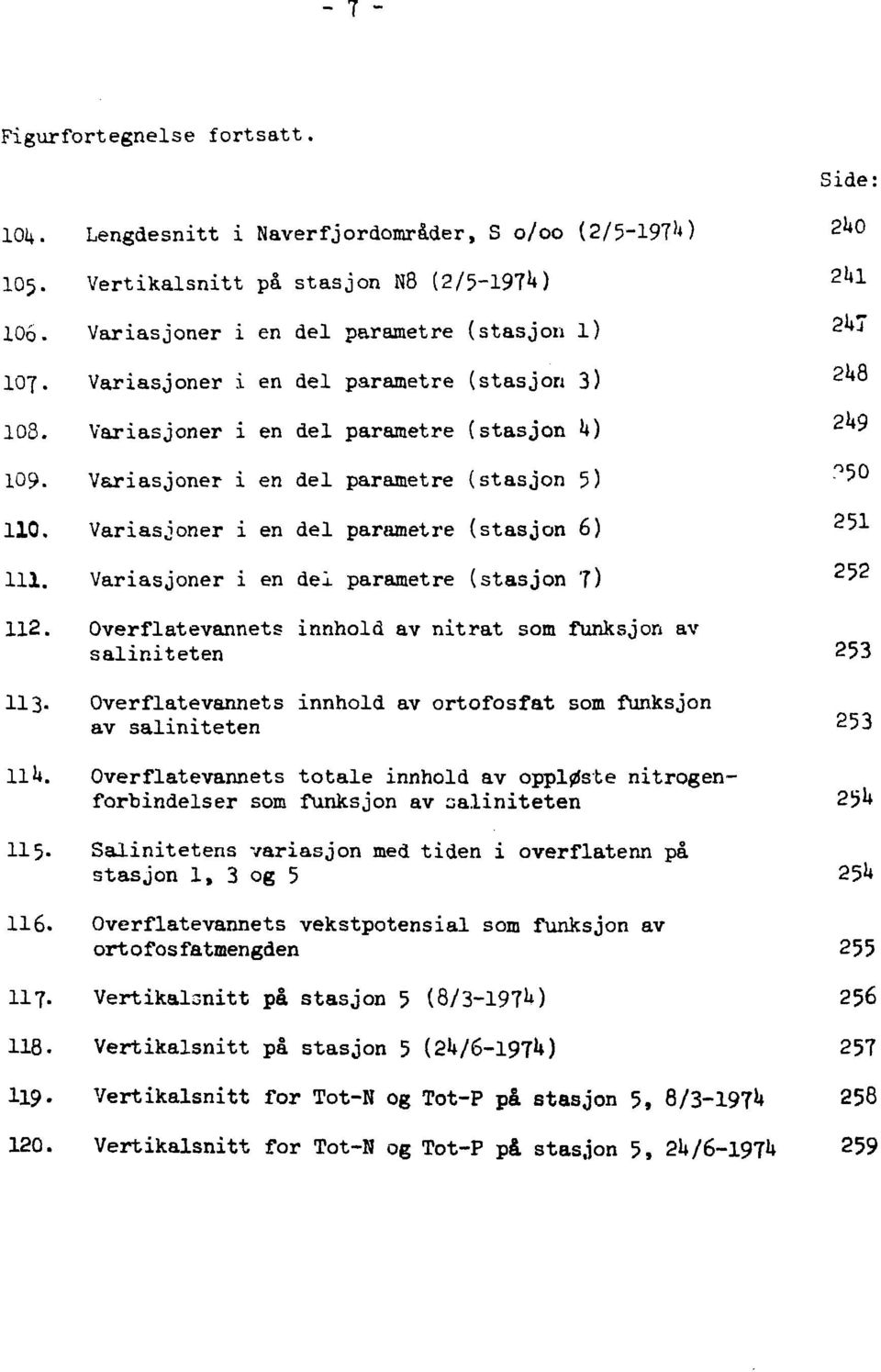 Variasjoner i en del parametre (stasjon 7) ' 2. Overflatevannets innhold av nitrat som funksjon av saliniteten 253 3. Overflatevannets innhold av ortofosfat som funksjon av saliniteten i*.