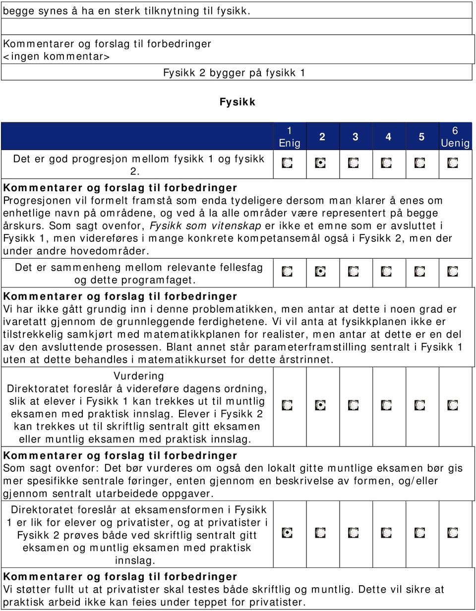 Som sagt ovenfor, Fysikk som vitenskap er ikke et emne som er avsluttet i Fysikk, men videreføres i mange konkrete kompetansemål også i Fysikk 2, men der under andre hovedområder.