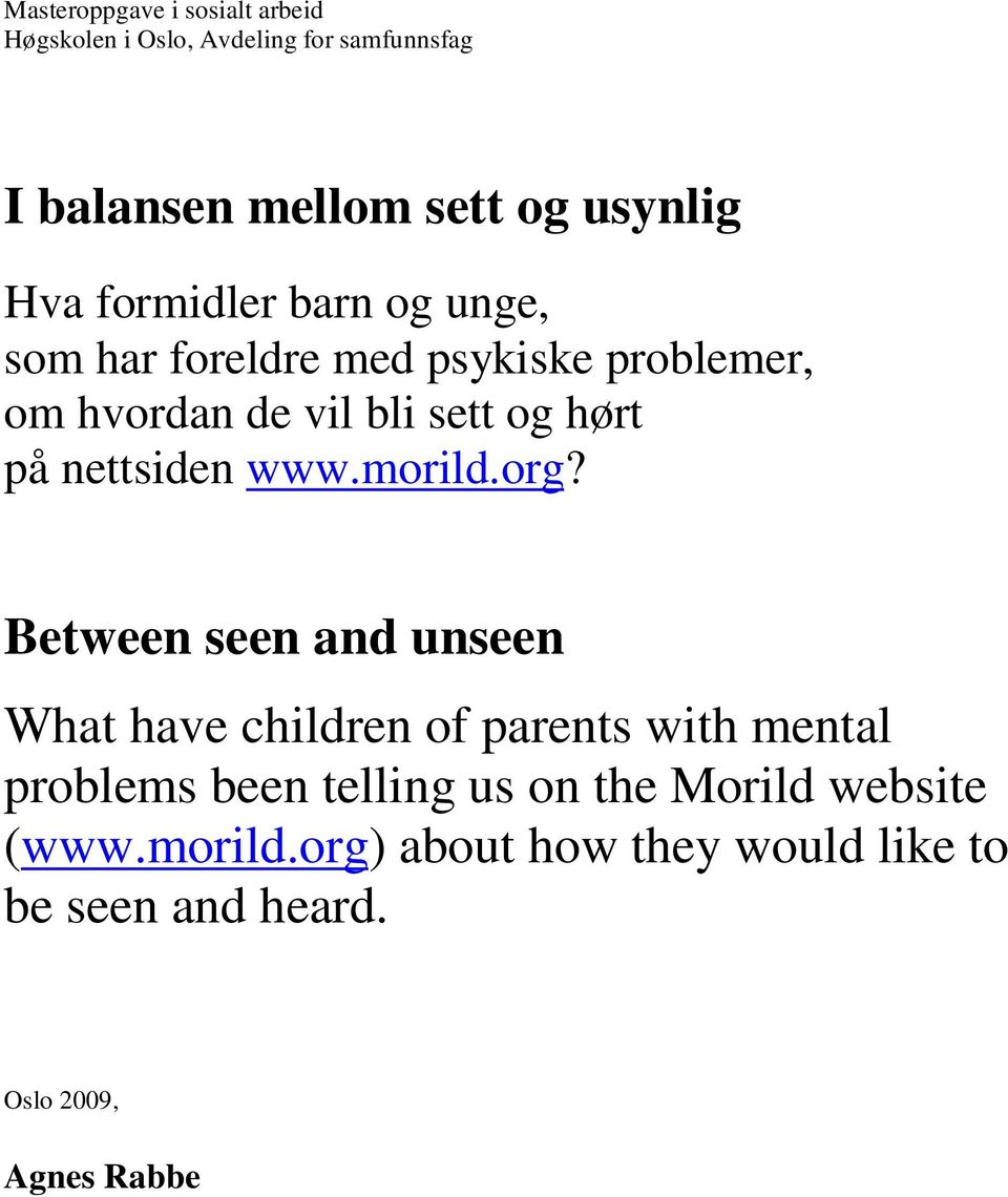 nettsiden www.morild.org?