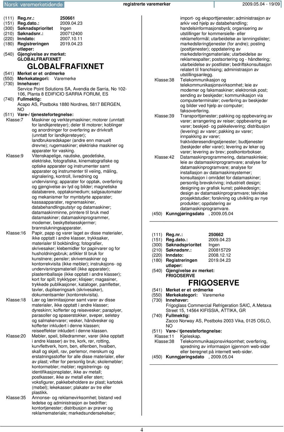 23 (210) Søknadsnr.: 200712400 (220) Inndato: 2007.10.11 (180) Registreringen 2019.04.