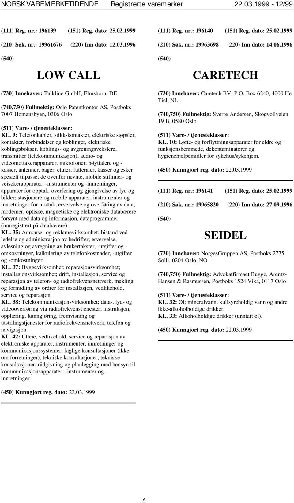 9: Telefonkabler, stikk-kontakter, elektriske støpsler, kontakter, forbindelser og koblinger, elektriske koblingsbokser, koblings- og avgreningsvekslere, transmitter (telekommunikasjon), audio- og