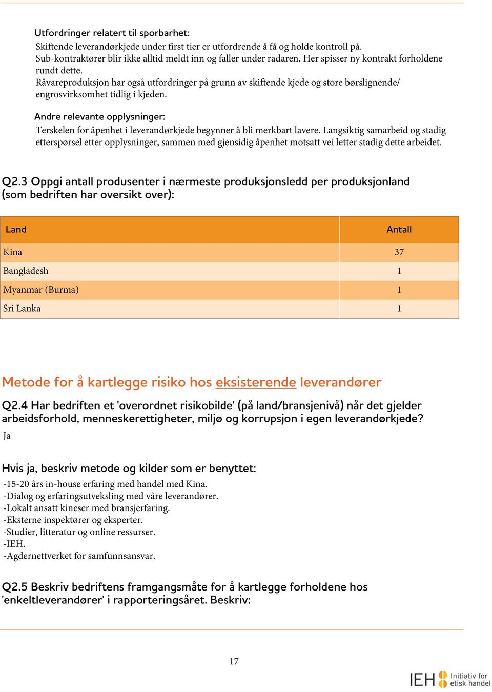 Andre relevante opplysninger: Terskelen for åpenhet i leverandørkjede begynner å bli merkbart lavere.