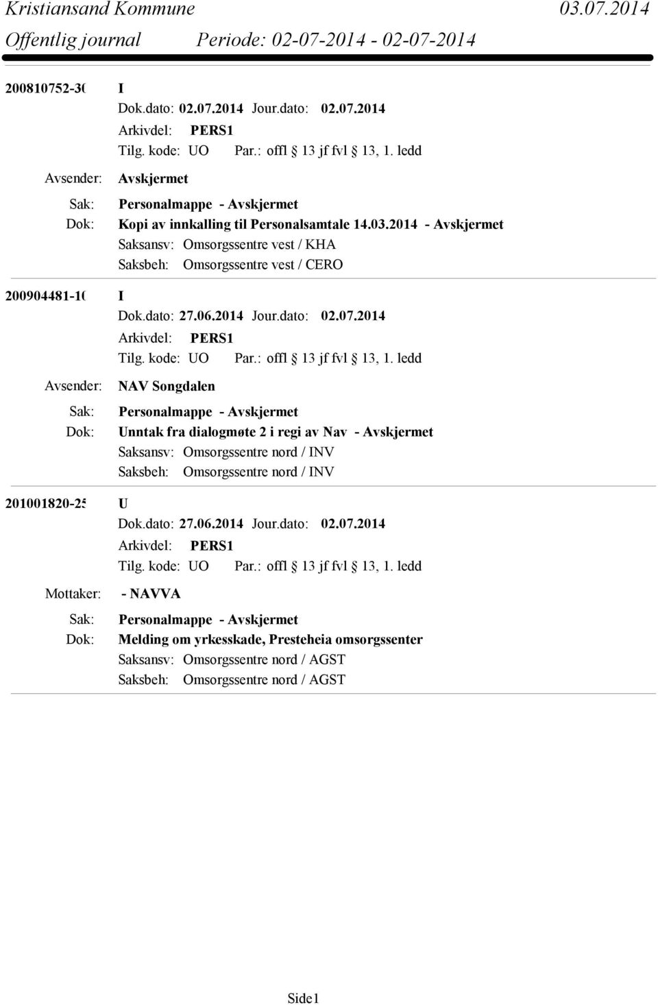 200904481-10 I NAV Songdalen Unntak fra dialogmøte 2 i regi av Nav - Avskjermet Saksansv: