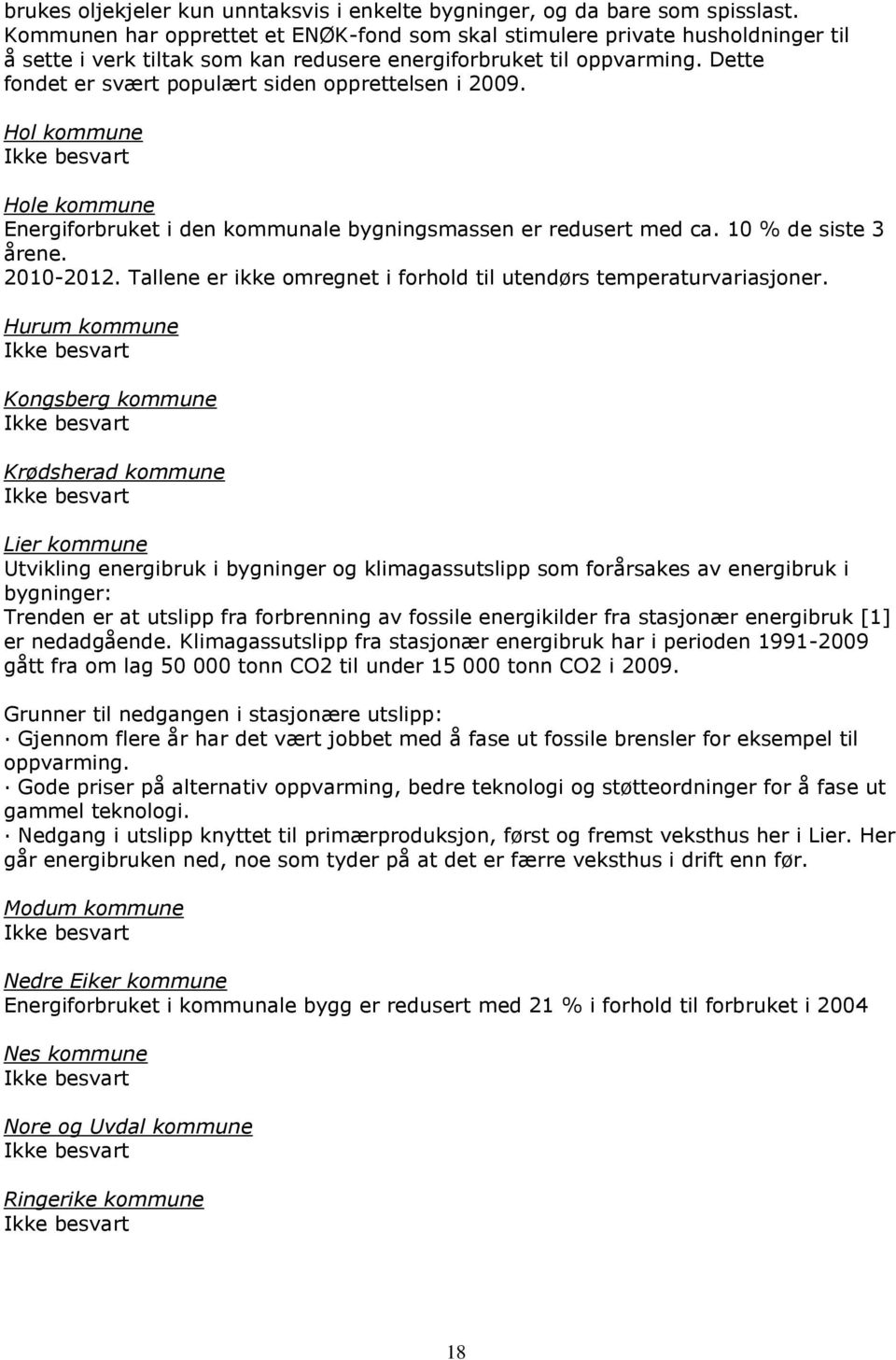 Dette fondet er svært populært siden opprettelsen i 2009. Hol kommune Hole kommune Energiforbruket i den kommunale bygningsmassen er redusert med ca. 10 % de siste 3 årene. 2010-2012.