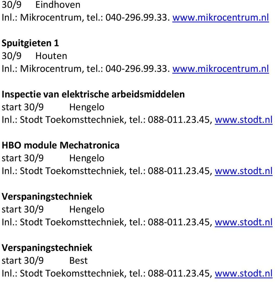 arbeidsmiddelen HBO module Mechatronica