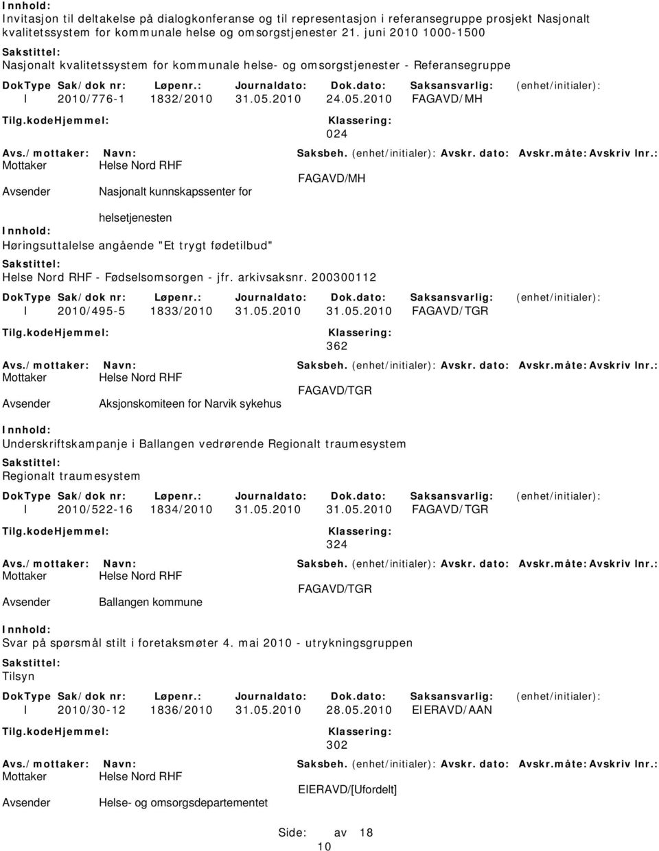 2010 24.05.2010 FAGAVD/MH 024 FAGAVD/MH Nasjonalt kunnskapssenter for helsetjenesten Høringsuttalelse angående "Et trygt fødetilbud" - Fødselsomsorgen - jfr. arkivsaksnr.